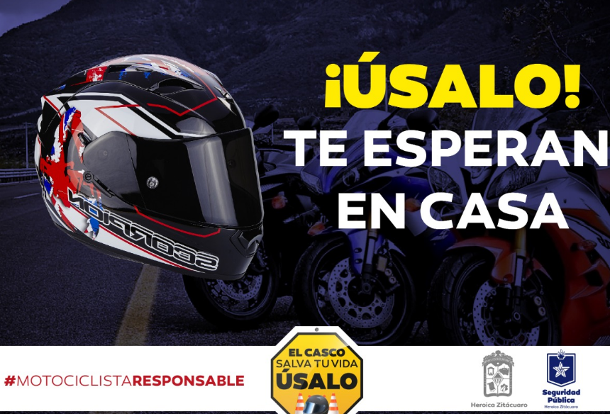 Exhorta Gobierno de Zitácuaro a Motociclistas a Usar Casco