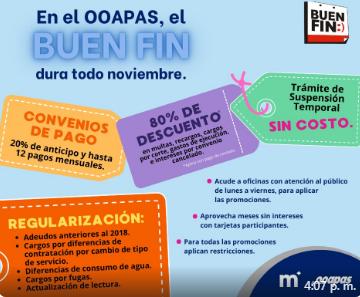 El OOAPAS se Suma al Buen Fin con Promociones Durante Todo Noviembre