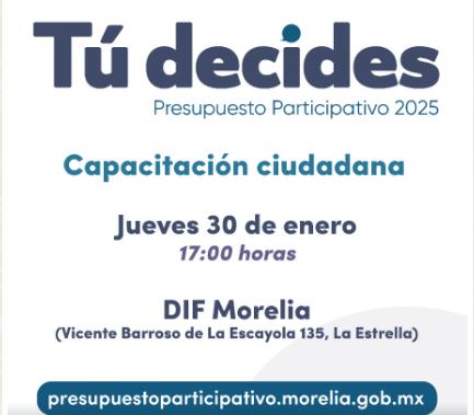 Invita IMPLAN a las Capacitaciones Ciudadanas en Presupuesto Participativo